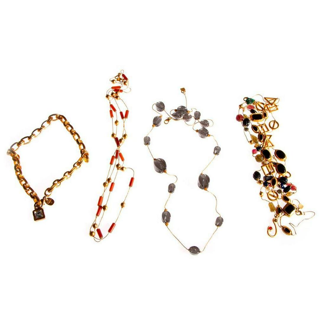 Six Dyrberg/Kern and Anne Klein necklaces: lengths: 17-58in.