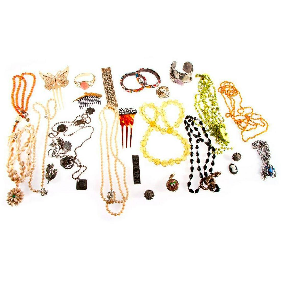 Collection of rhinestone, costume & silver jewelry & (1 of 15)