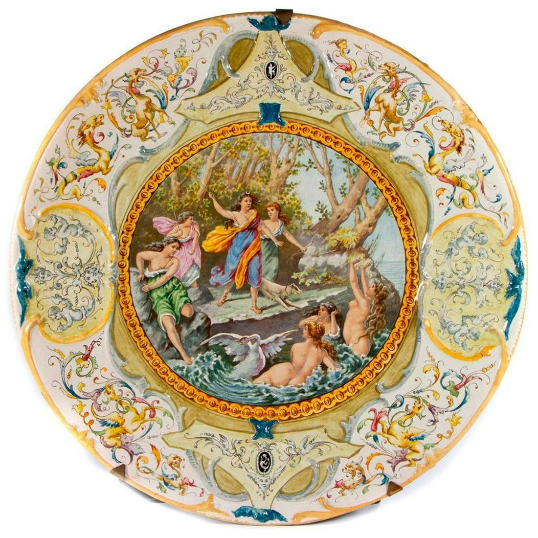 An Italian majolica charger. (1 of 7)