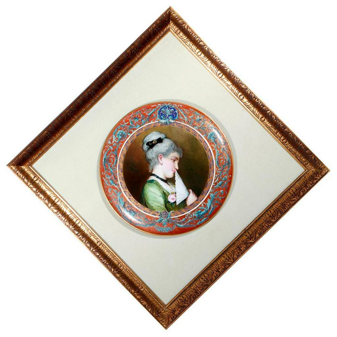 Large Continental painted porcelain dish. (1 of 6)