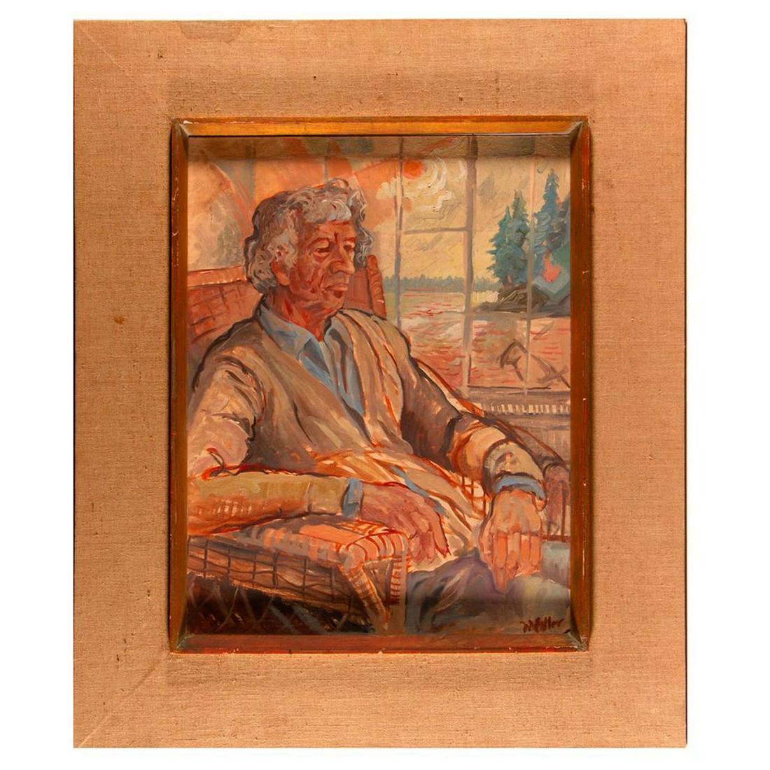 William Estler: Artist: William Estler. Title/Subject: Portrait of John Marin. Signature: Lower right. Medium: Oil on artist panel. Size image: 18" x 13 1/4". Size frame: 26" x 21 1/2". Condition: Good.