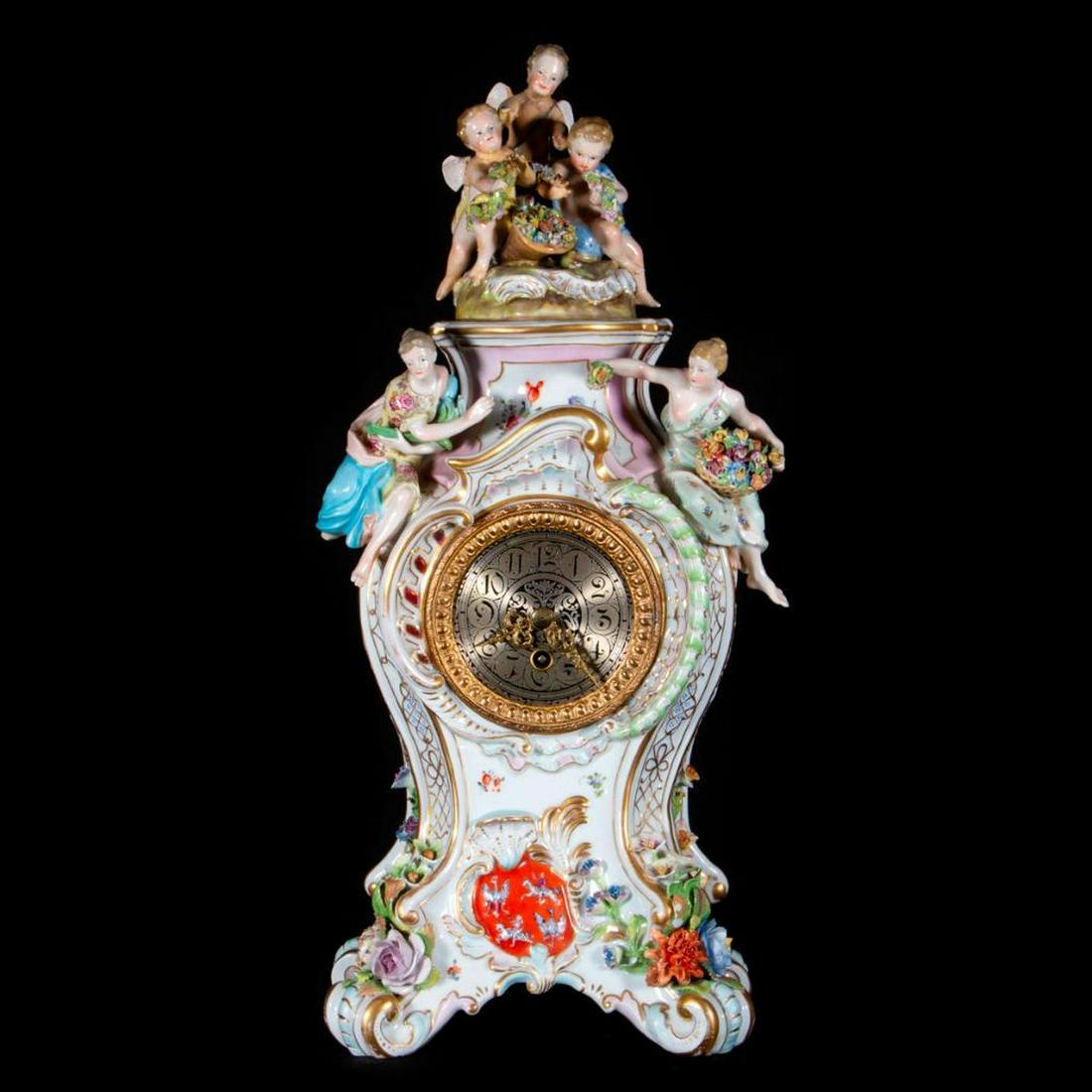 A Continental porcelain clock. (1 of 9)