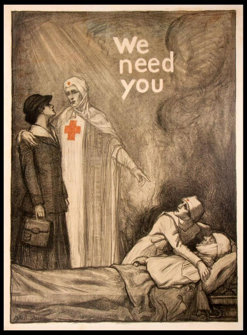 Albert Edward STERNER (1863-1946): Vintage World War I Poster. "We Need You", 1918. Paper size: 41 x 31 1/2 inches. Linen backed. Condition: as per photograph.