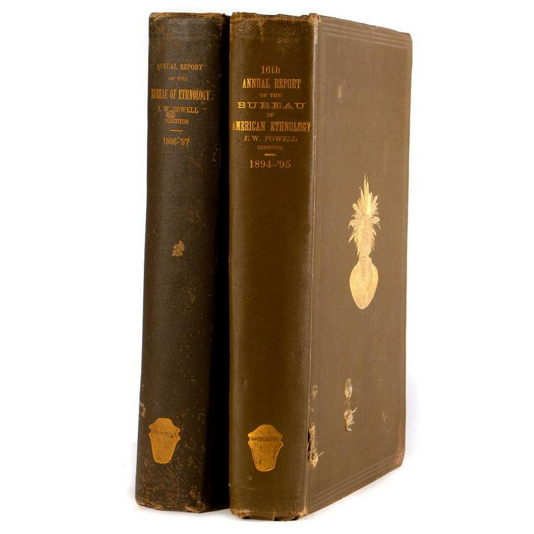 Grouping: Annual Report Bureau of American Ethnology: Title: Annual Report Bureau of American Ethnology (1886/87)/(1894/95) Author: J.W. Powell Published: Government Printing Office, Washington, 1891/1897 Description: Hardcover. Bound in cloth. Condit