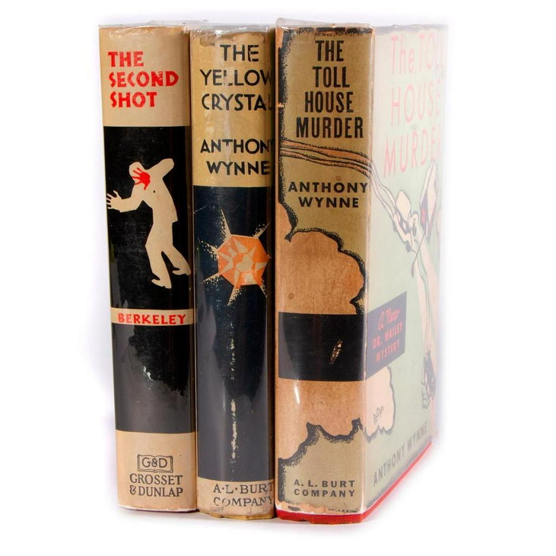 Grouping: Detective Novels (1930-35): Titles: The Second Shot (1931); The Yellow Crystal (1930); The Toll House Murder (1935) Authors: Anthony Berkeley; Anthony Wynne Description: Hardcovers with dust jackets. Condition: Good condition