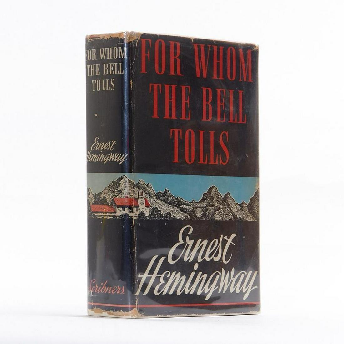 Ernest Hemingway, For Whom the Bell Tolls: Title: For Whom the Bell Tolls Author: Ernest Hemingway Place: New York Publisher: Charles Scribner€™s Sons Date: 1940. Description: First Edition. First printing. Marked with an, "A" on co