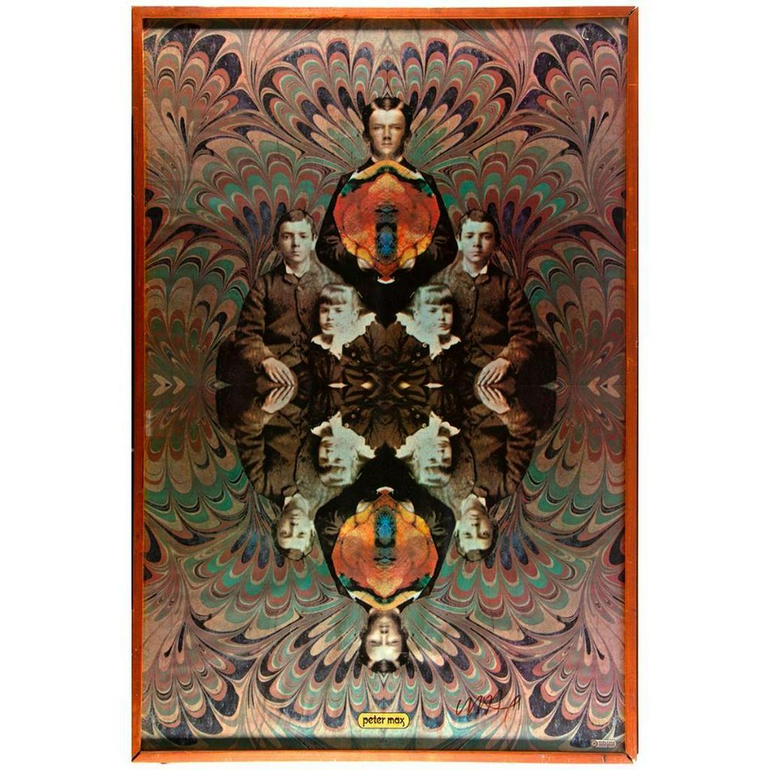Vintage Peter Max Siblings poster: Vintage Peter Max Siblings poster. Signed lower right black felt pen Size: Largest 37" high x 24 1/2 in. Condition: Fair to good.