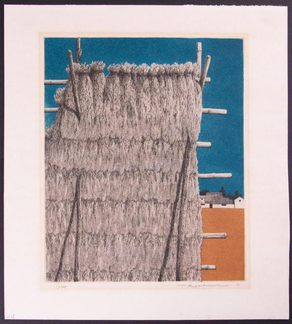 Ryohei Tanaka (1933): Artist: Ryohei Tanaka (1933). Date: 1971. Ed. 11/100. Medium: Japanese Color Etching. Dimensions: Approximately 11 3/4 x 9 1/4 inches. Condition: mat burn, paper toning.