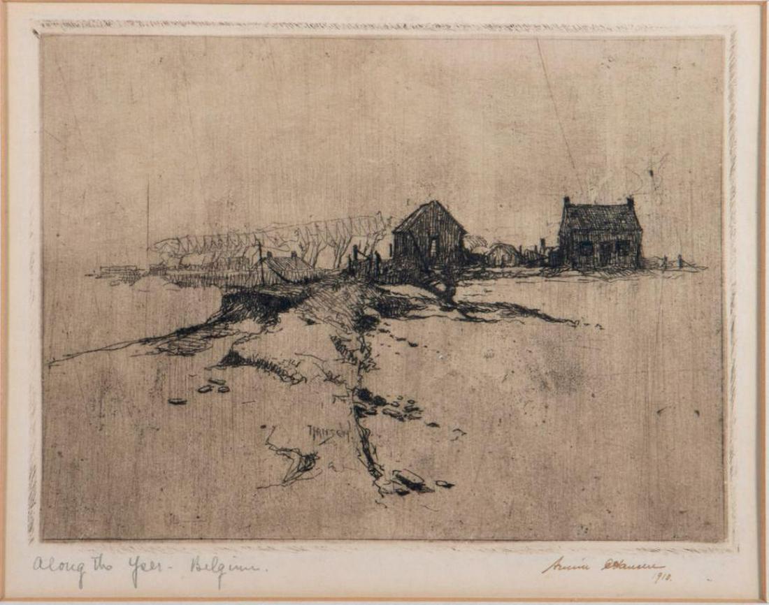 Armin Carl Hansen (1886 - 1957): Artist: Armin Carl Hansen (1886 - 1957). Title: Along the Yser. Signature: Lower right. Size: 4 7/8" x 6 1/2" Medium: Etching.
