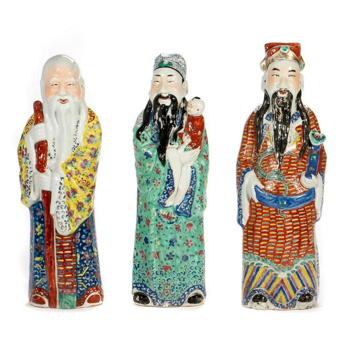 Late 19th century famille rose standing immortals (1 of 13)