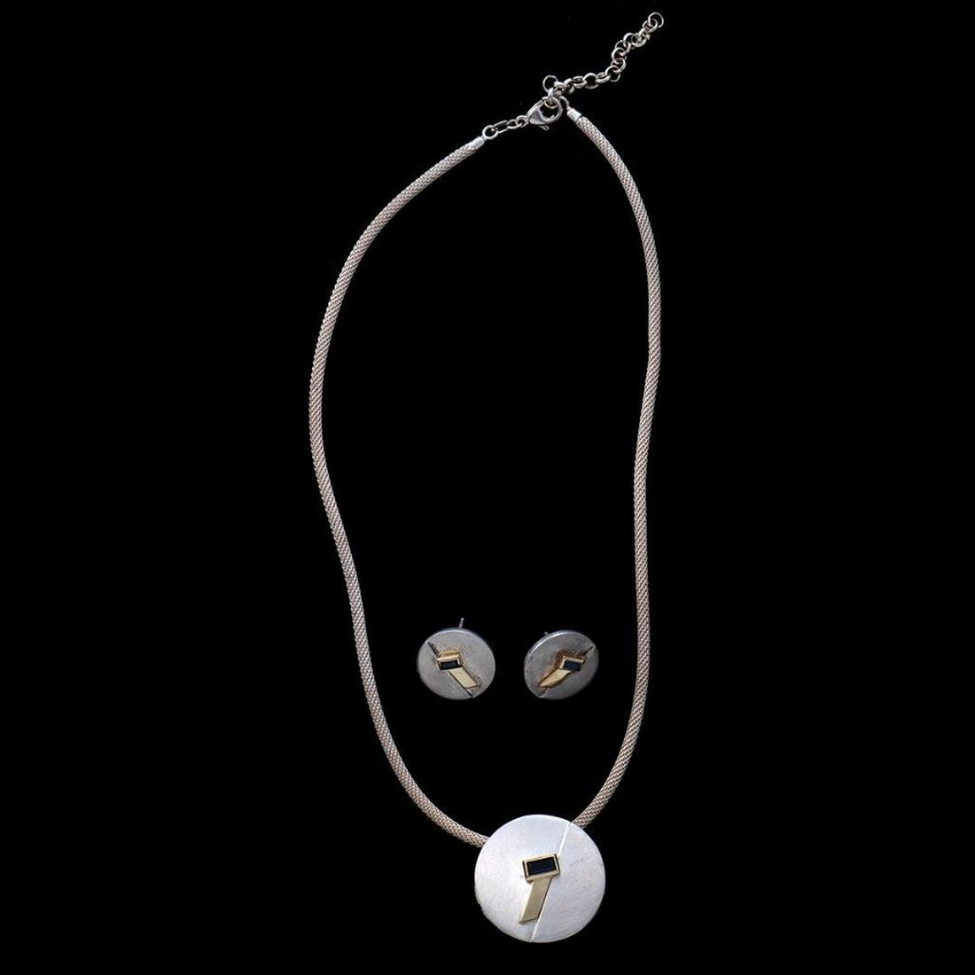 Synthetic sapphire, 14k gold & sterling necklace set (1 of 3)