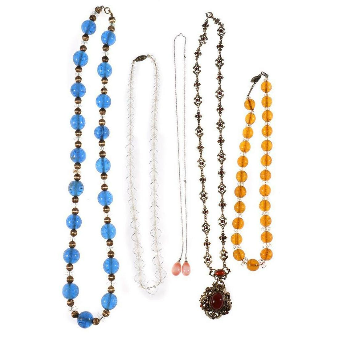 Five vintage beaded, silver and metal necklaces (1 of 2)