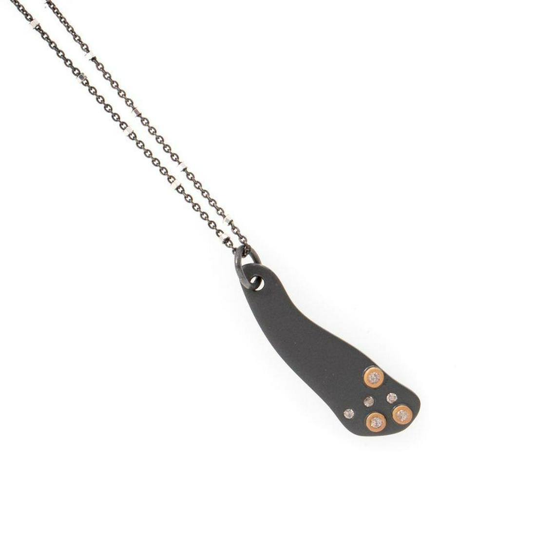 Diamond, blackened silver, 14k gold pendant & chain (1 of 3)
