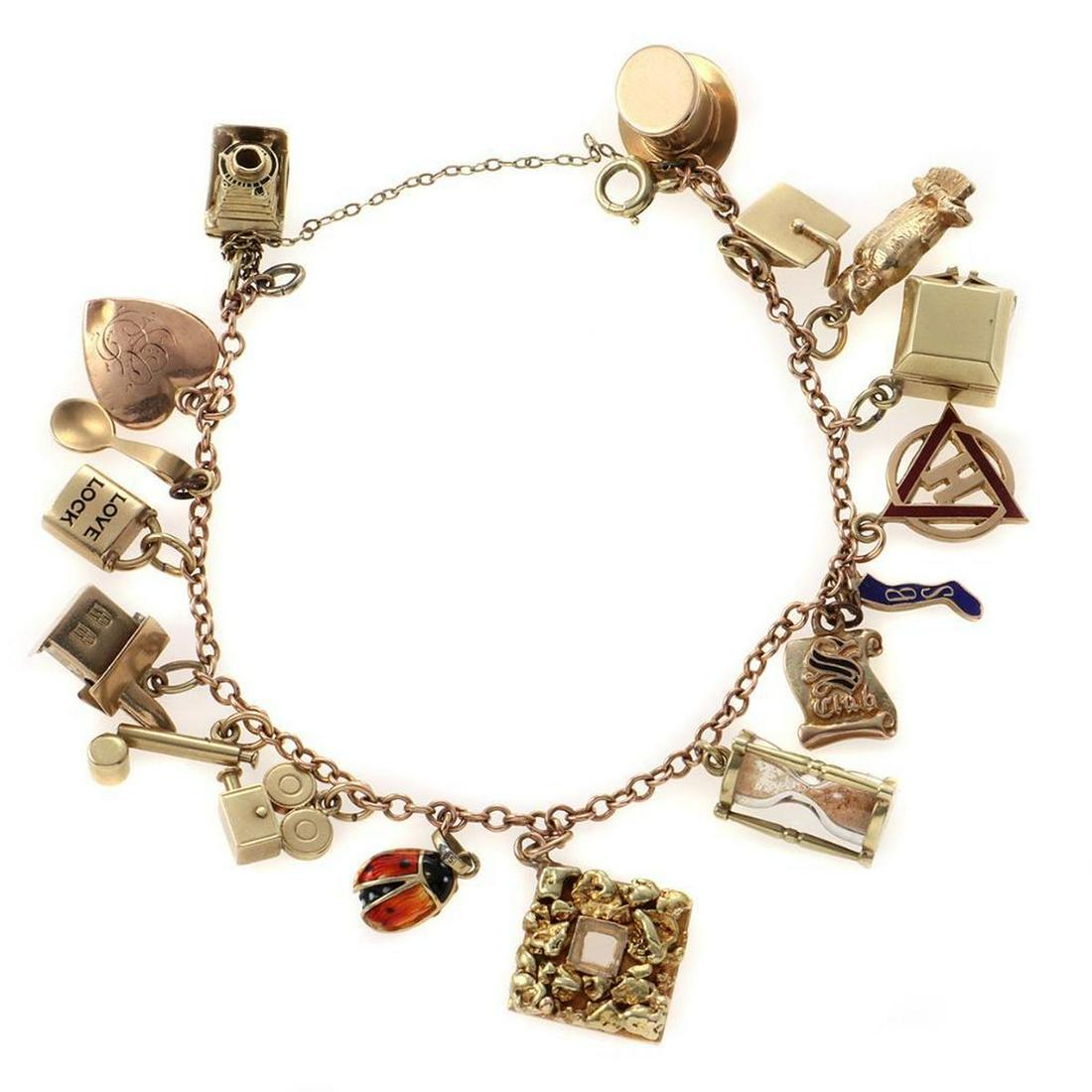 14k rose gold charm bracelet (1 of 5)