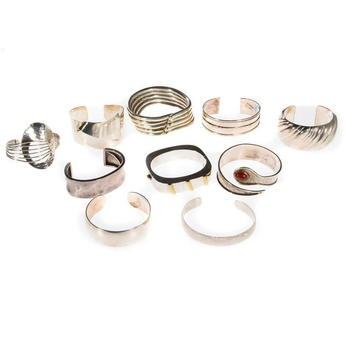 Ten sterling silver bangle bracelets (1 of 6)