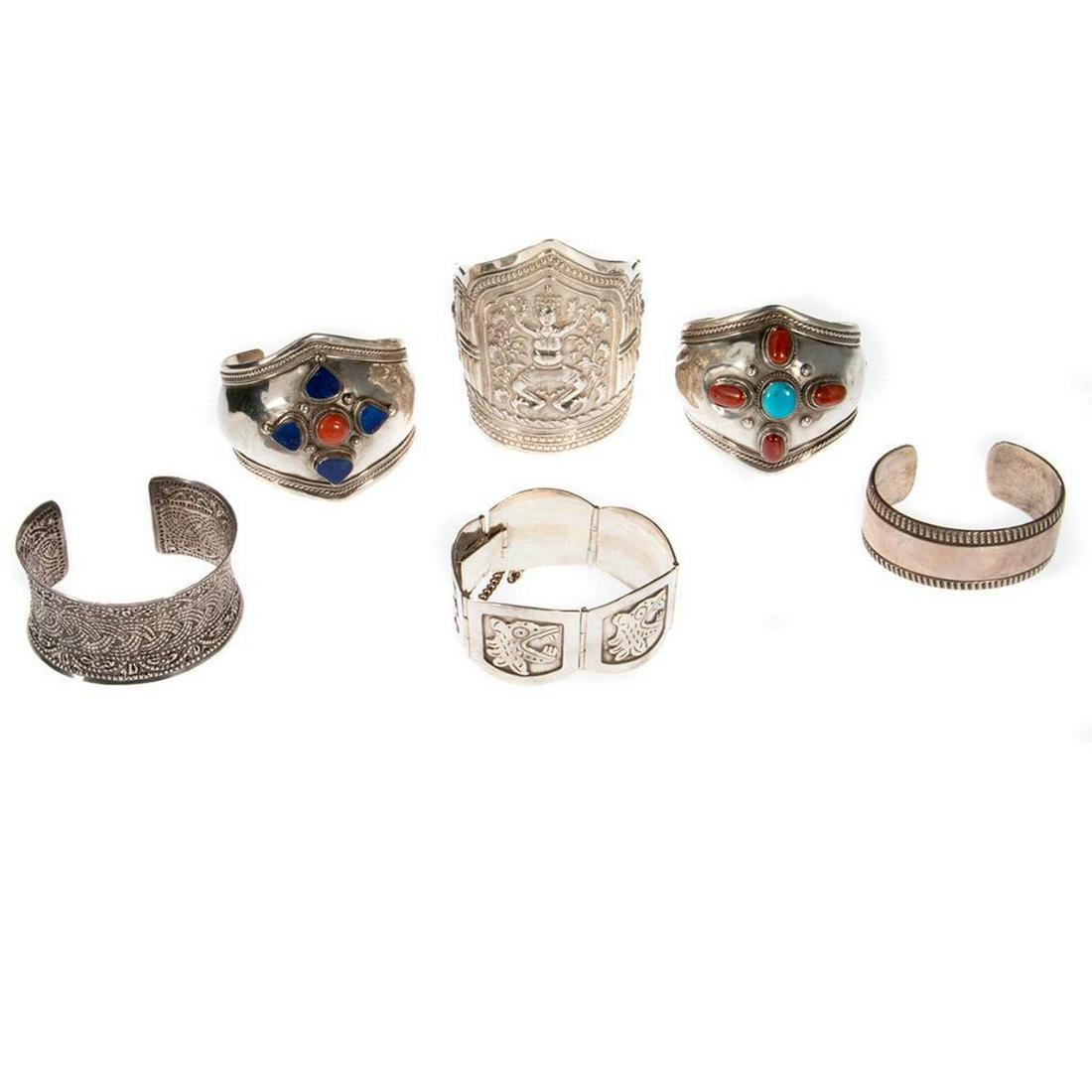 Six stone-set and silver bracelets (1 of 5)