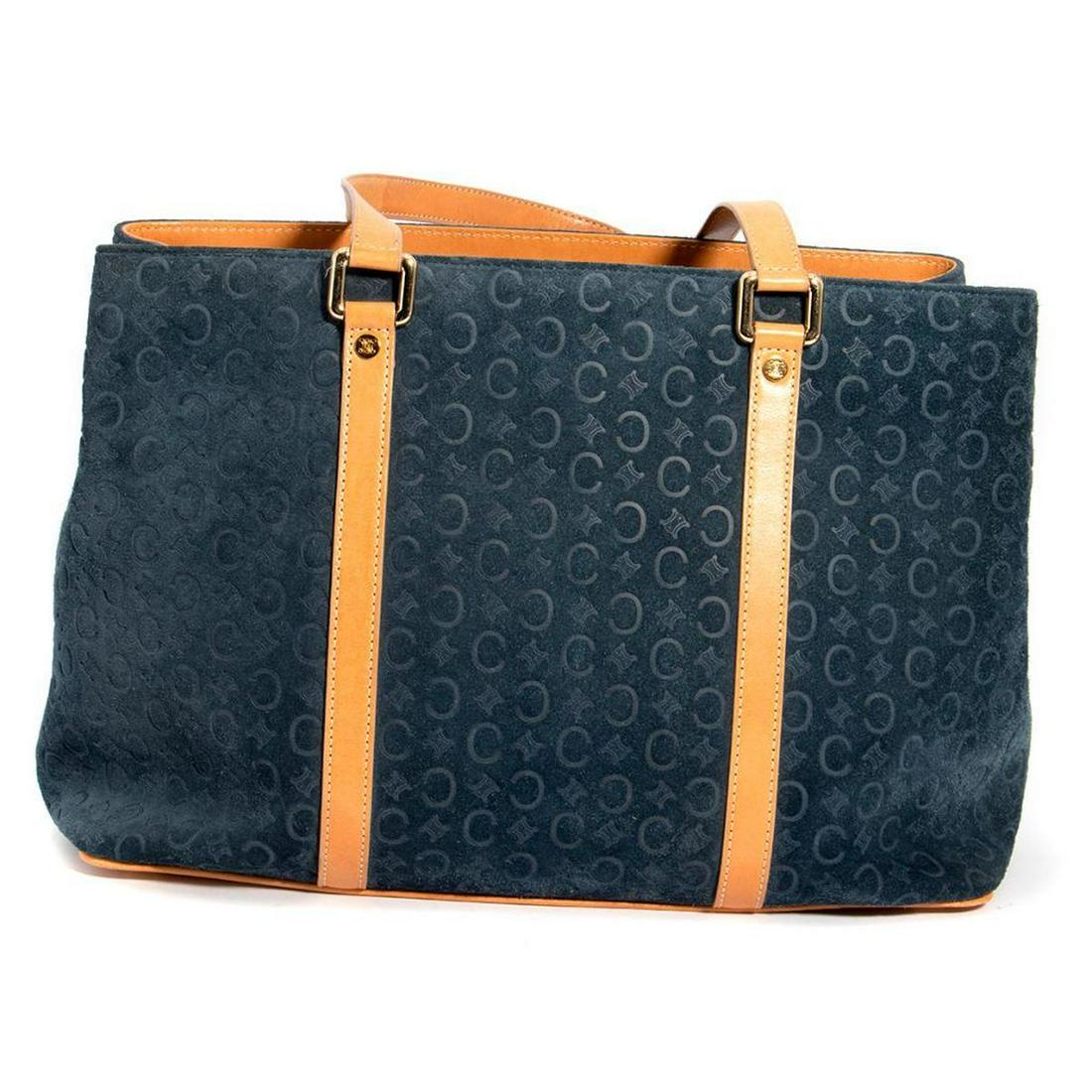 Celine Monogram Logo blue suede tote bag (1 of 6)