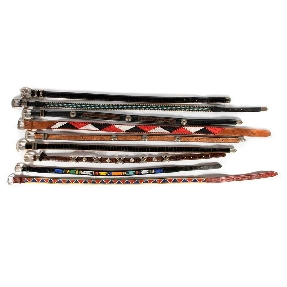 Collection of 9 Southwest leather belts (1 of 9)
