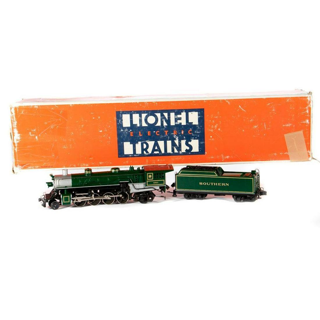 O Gauge Lionel Southern 2-8-2 Mikado and Tender with: Lionel 6-18018 Southern Mikado and tender with very worn box and styrofoam