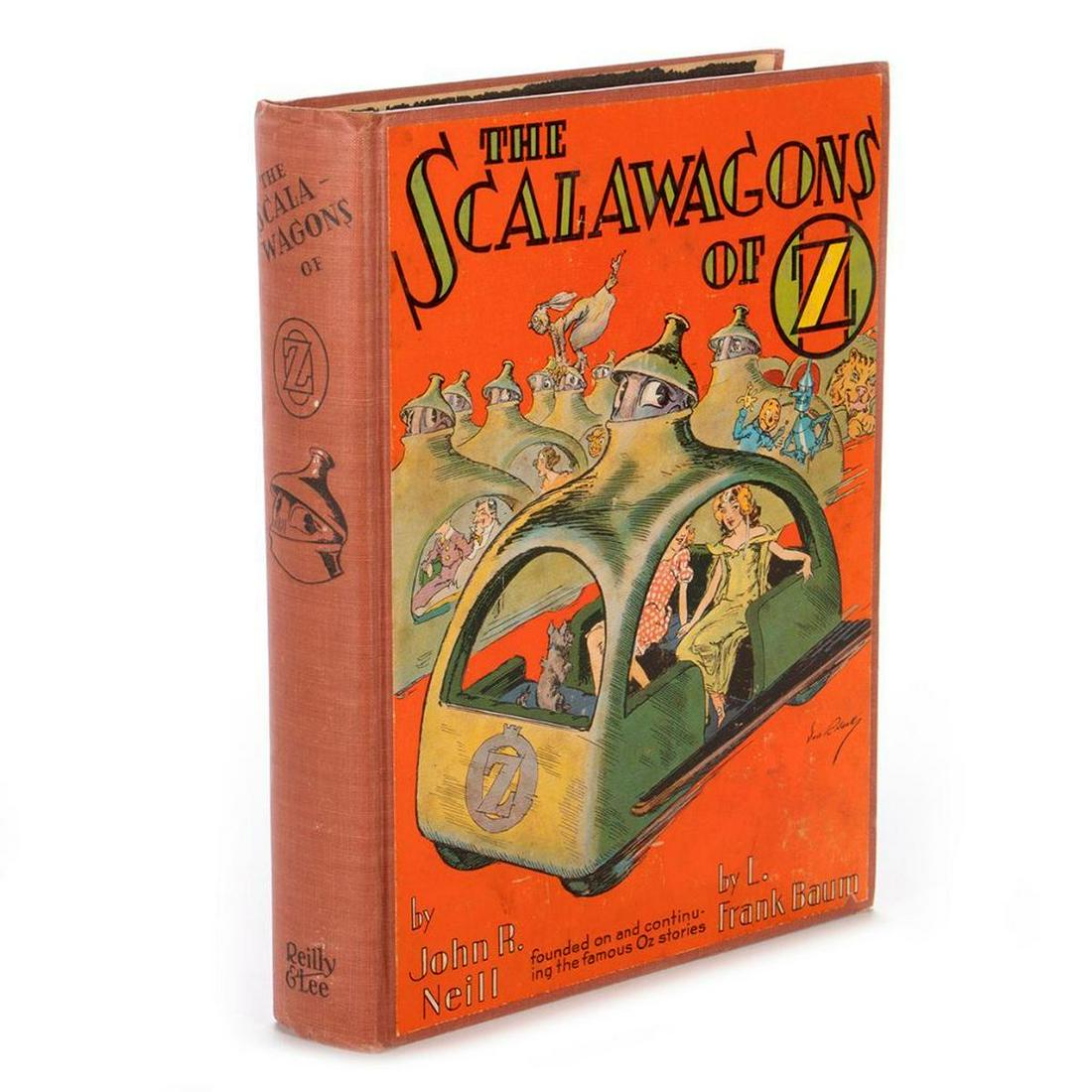The Scalawagons of Oz: The Scalawagons of Oz written and illustrated by John R. Neill. Reilly & Lee 1941 1st edition with Scala-wagons hyphenated on spine. Original brick red cloth, pictorial cover label, black & white pict
