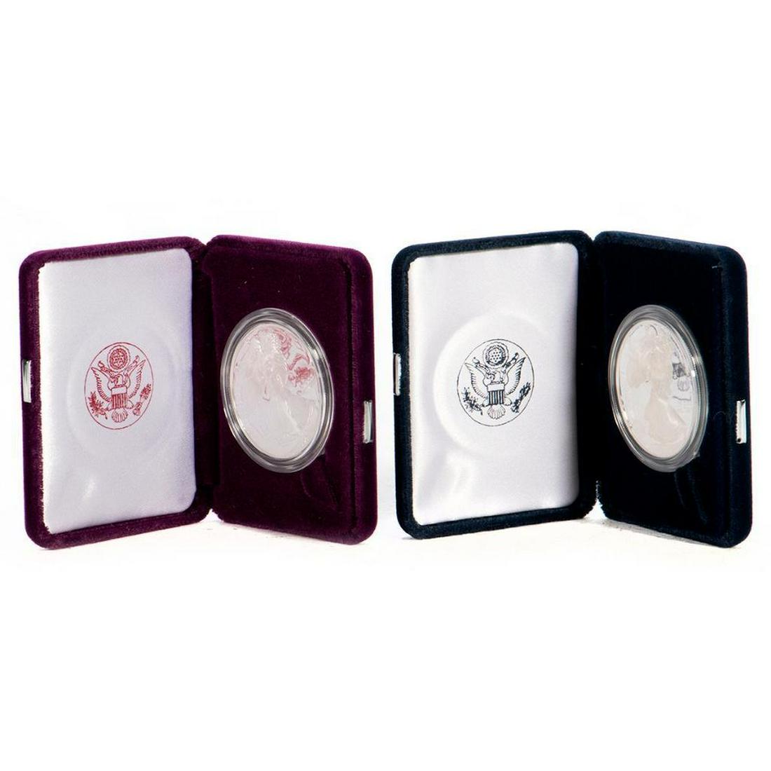 1990 and 1995 American Eagle Silver One Ounce Proof: (1) 1995 American Eagle One Ounce Silver Proof Coin. (1) 1990 American Eagle One Ounce Silver Proof Coin.