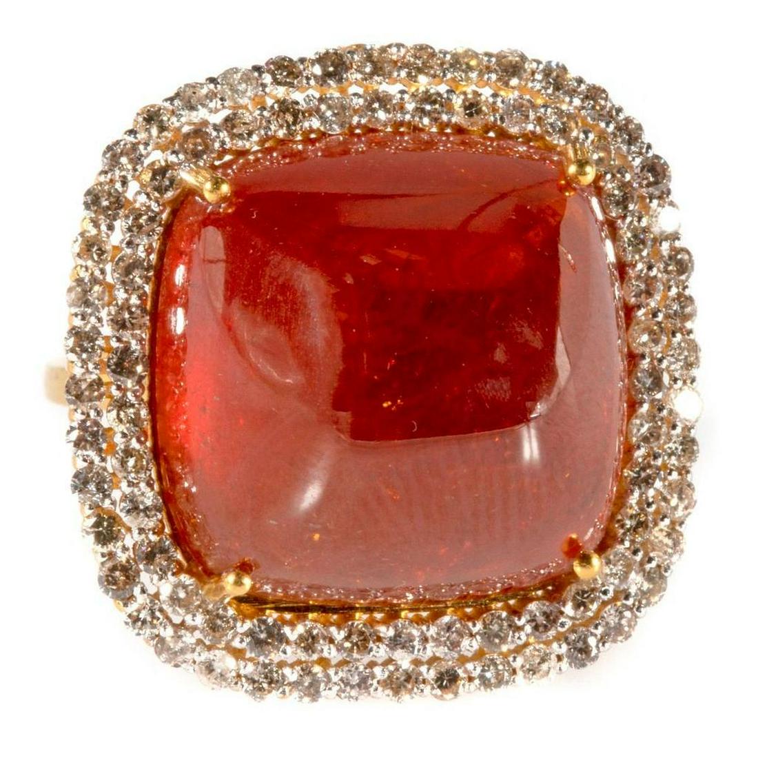 Spessartite garnet, diamond and 18k gold ring (1 of 3)