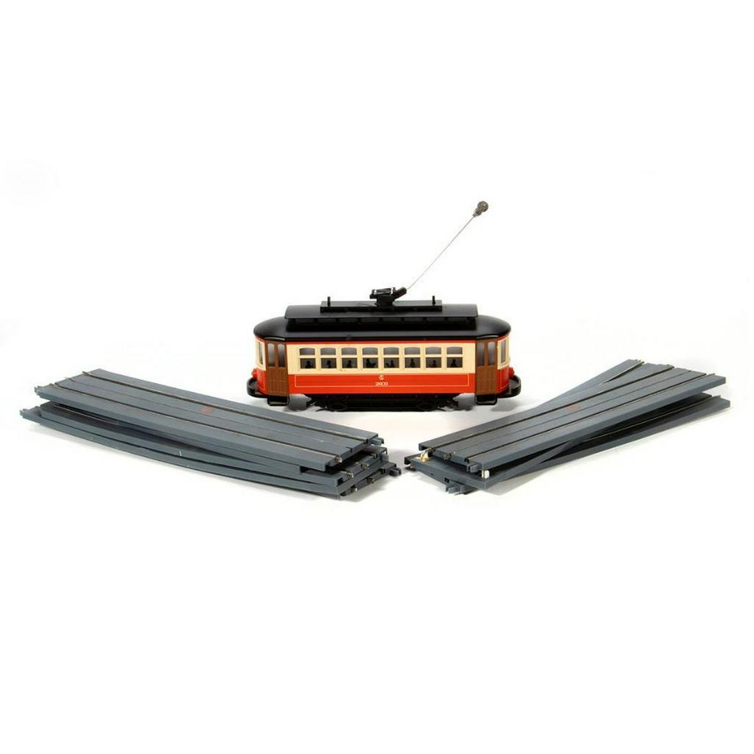 MTH O Gauge Rail King Trolley Car with Street track (1 of 4)