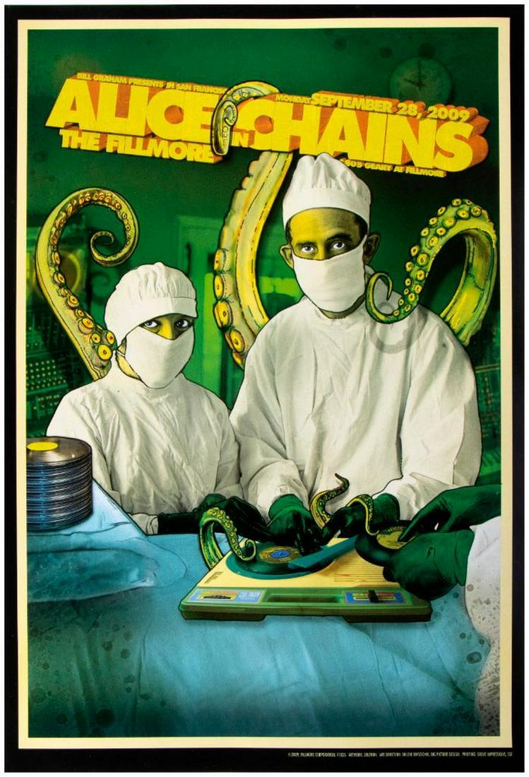 Alice in Chains - Fillmore, San Francisco: Unframed Offset Litho, Heavyweight Stock, Alice in Chains - Fillmore, San Francisco, Ca. - 09.28.09. 13 X 19 inches.