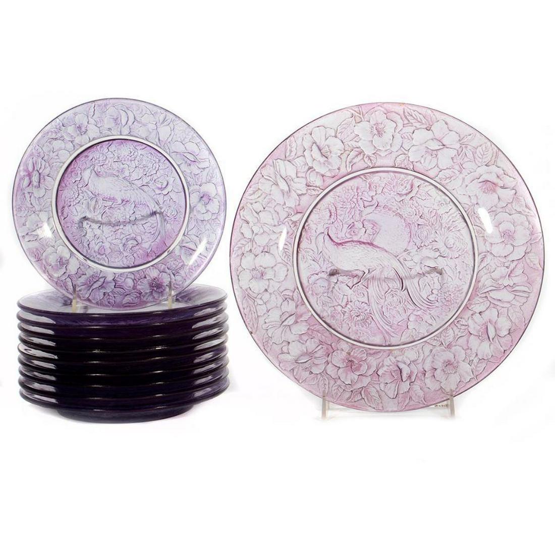 Set of Purple Pressed Glass Plates (1 of 8)