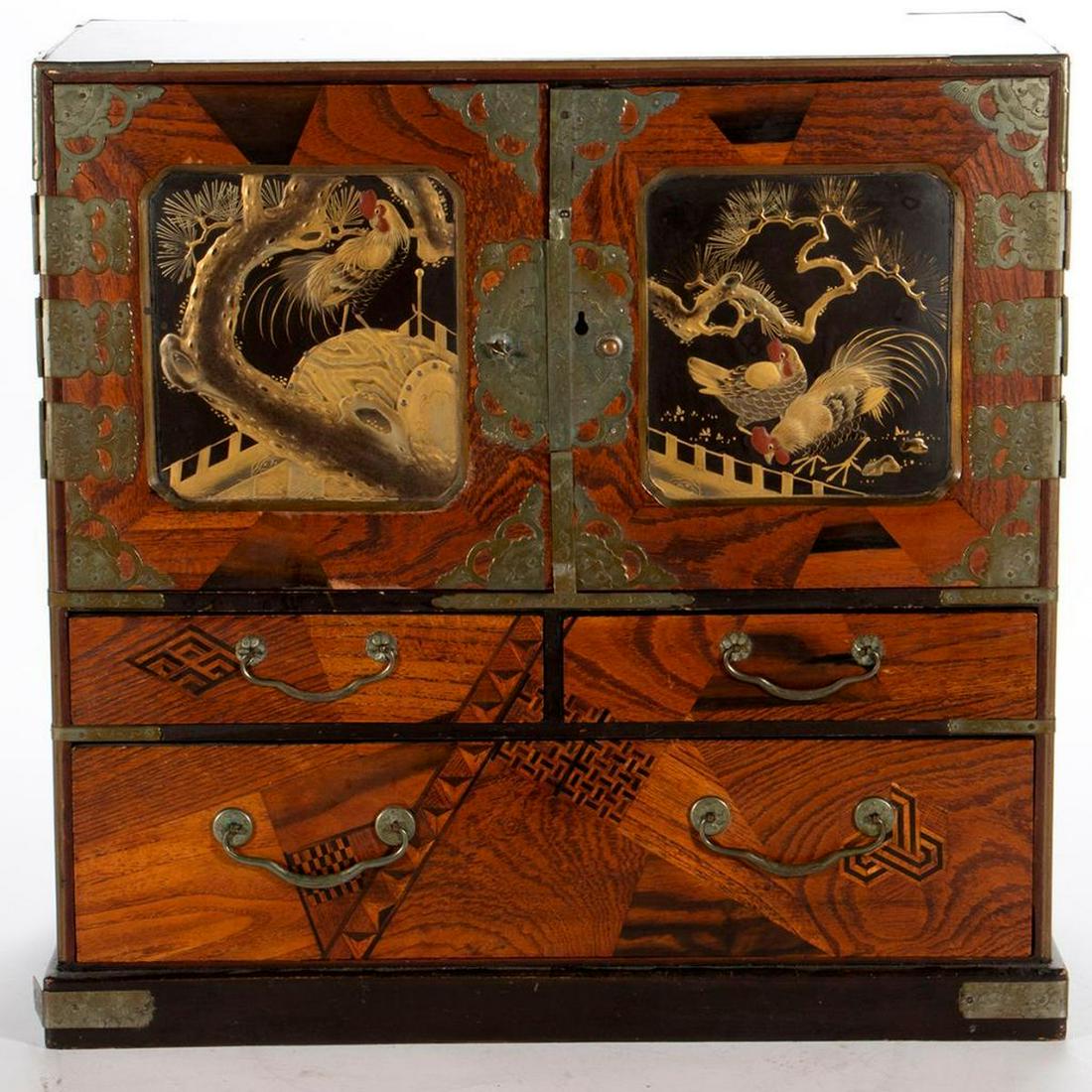Asian Marquetry Inlaid Table Cabinet/Jewel Cabinet (1 of 11)