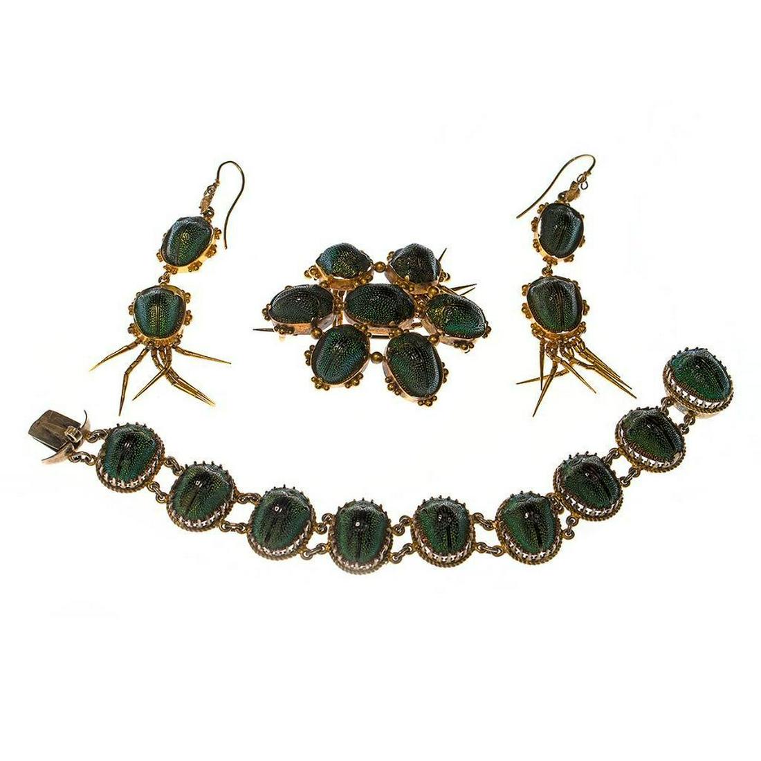 Antique Victorian scarab, gold and silver jewelry (1 of 6)