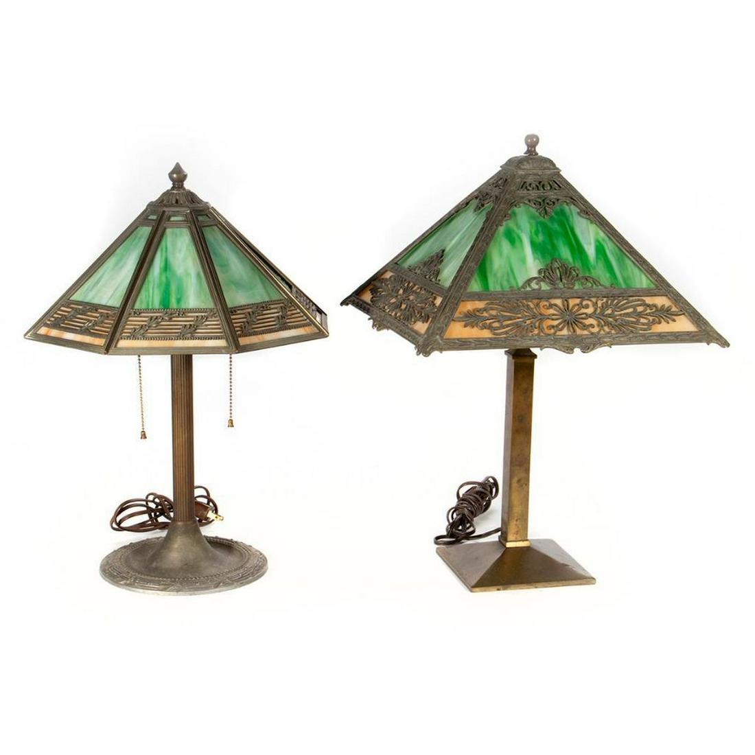 Two early 20th century Slagged Glass Lamps (1 of 16)