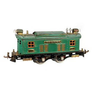 Lionel 253 locomotive, Peacock Blue with orange window: Manual reverse. Dirty, couplers have rust, both roller pickups are intact. 253 locomotive. Well worn. Scratches in paint. Rust spots on chassis and rust on couplers. Handrails, whistle, pantograph,