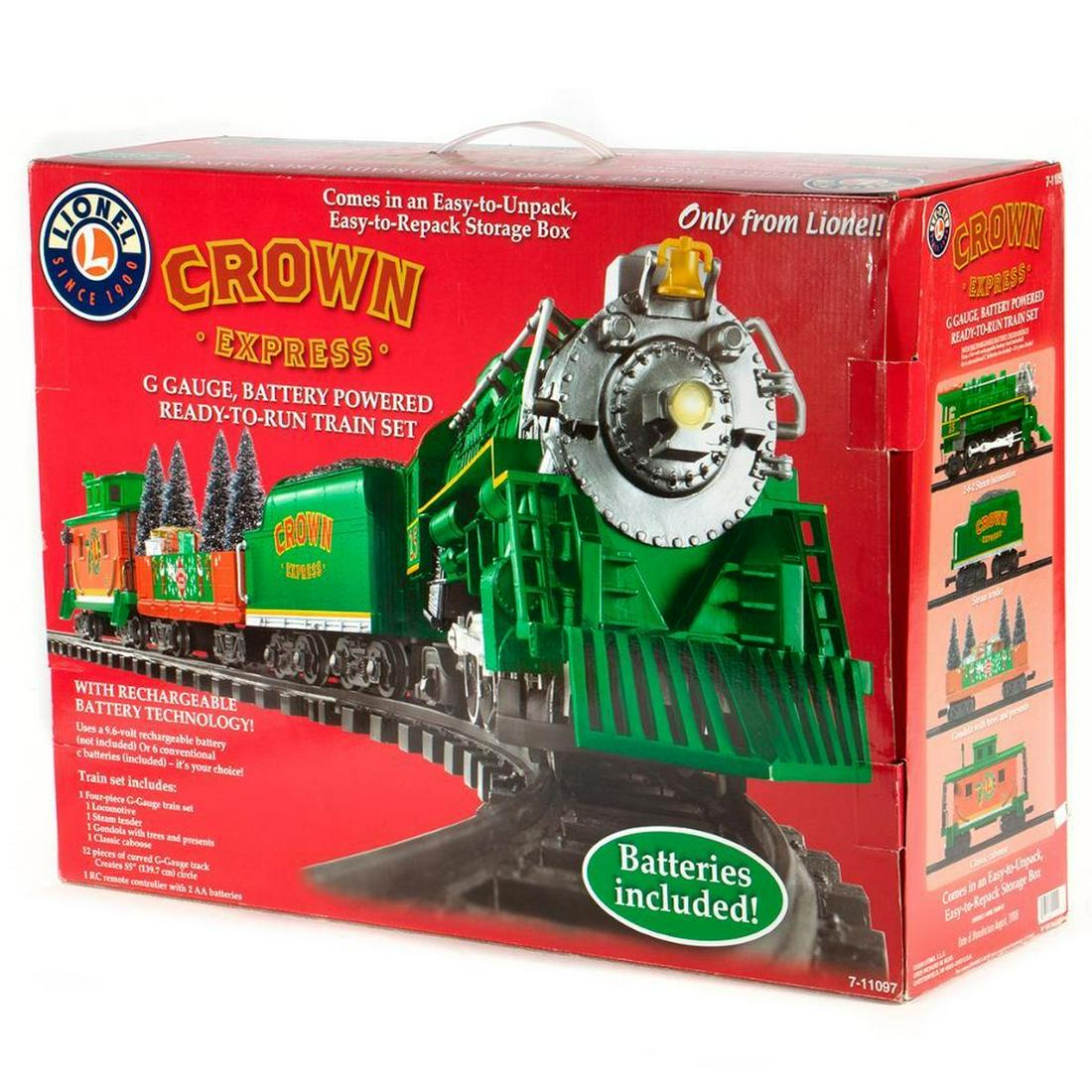Lionel 7-11097 G Gauge Crown Express Set: Locomotive, Gondola, Caboose