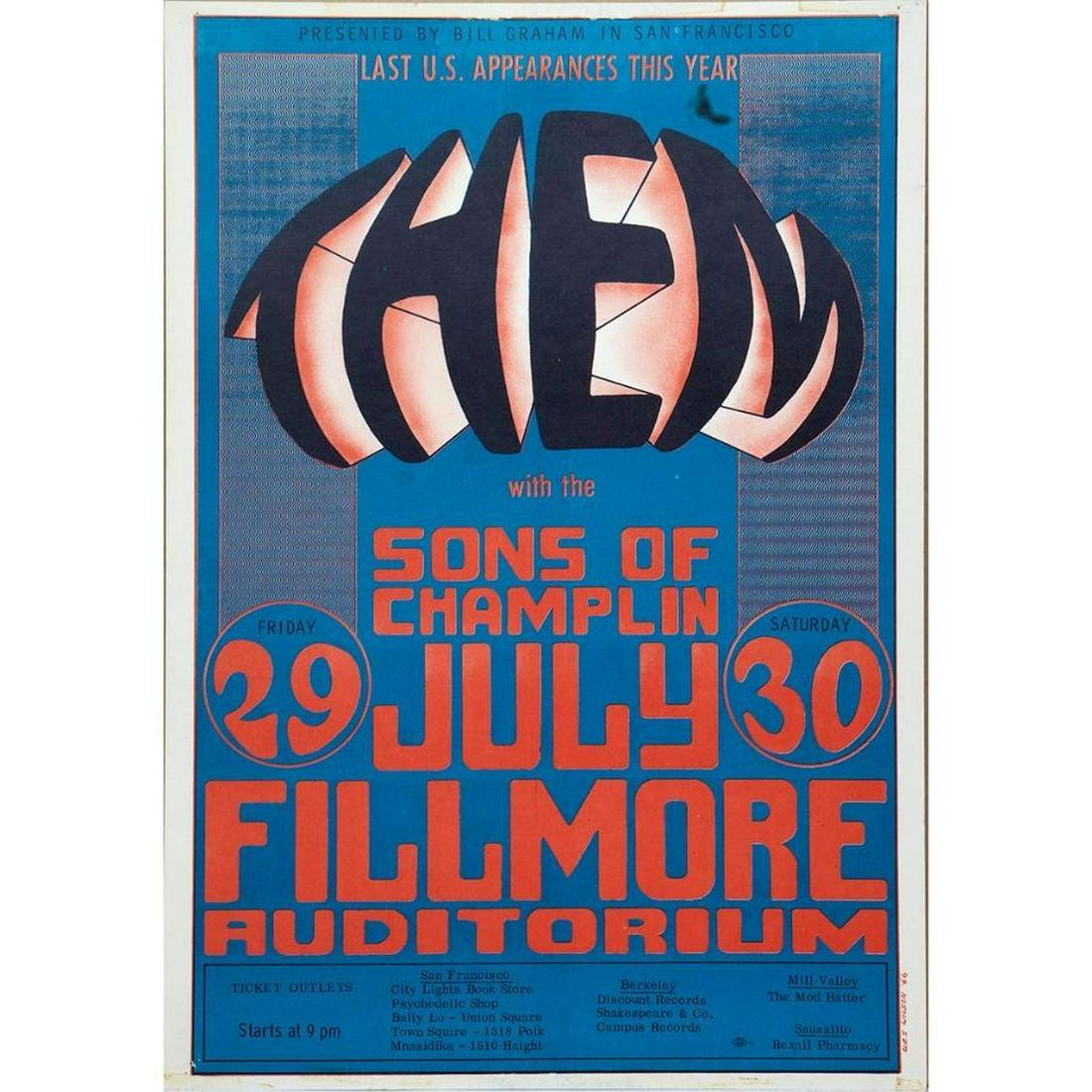 Them/Sons of Champlin Concert Poster: Artist: Them/Sons of Champlin Venue: Fillmore Date: 7/29/1966 Poster #: BG-020 Condition: Good 1st print