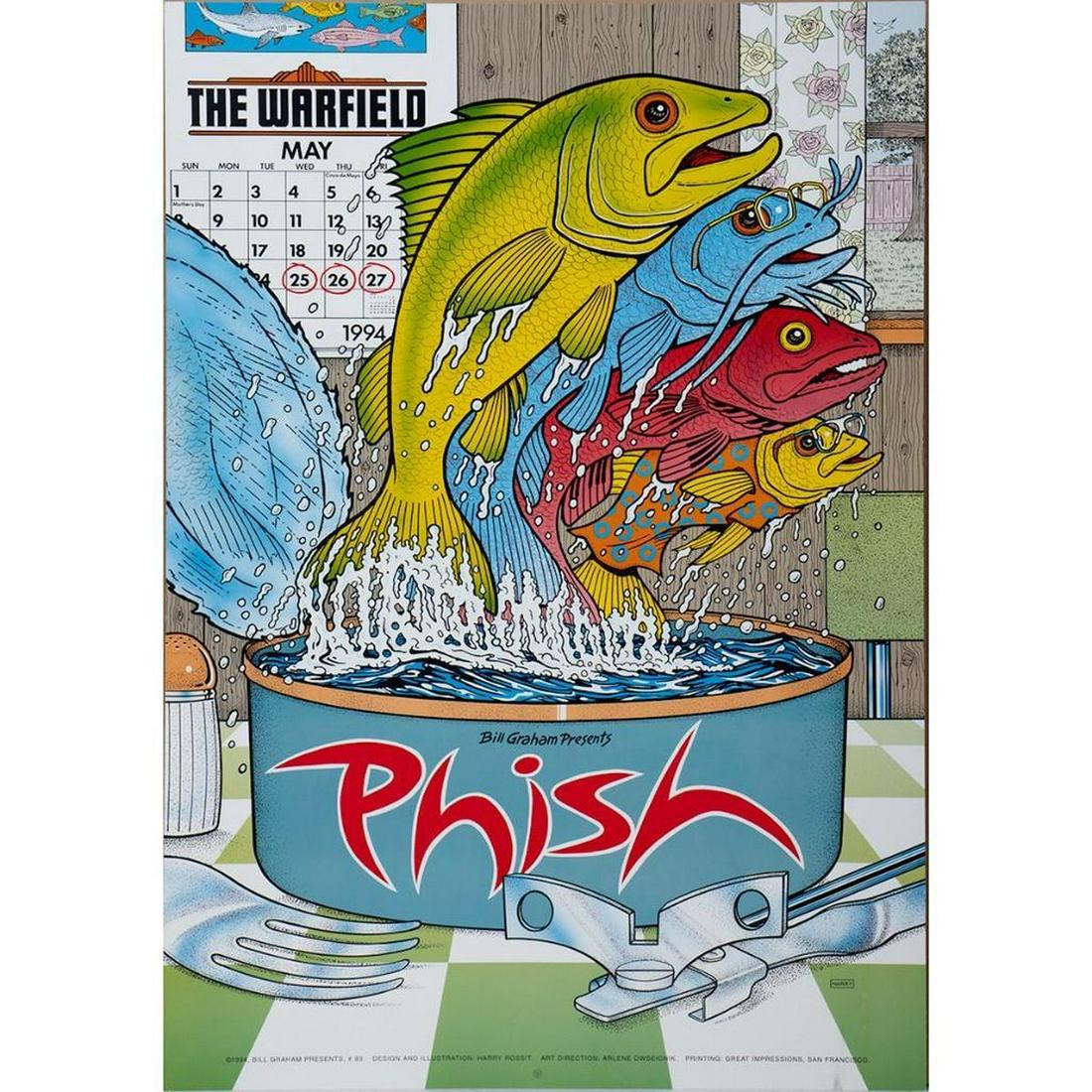 Phish and Red Hot Chili Peppers/ Nirvana/ Pearl Jam: Two Posters: Artist: Phish. Venue: Warfield. Date: 5/25/1994. Poster #: BGP093. Condition: Very good. Poster Artist: Harry Rossit. Artist: Red Hot Chili Peppers Nirvana Pearl Jam. Venue: Cow Palace. D