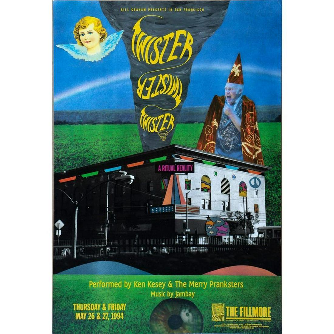Twister and PIG-NIC Concert Posters: Two Posters: Artist: Twister-Ken Kesey and The Merry Pranksters Venue: Fillmore Date: 5/26/1994 Poster #: F140 Condition: Very good PIG-NIC Labor Day Weekend Venue: Black Oak Ranch Date: 9/4/1998 Post