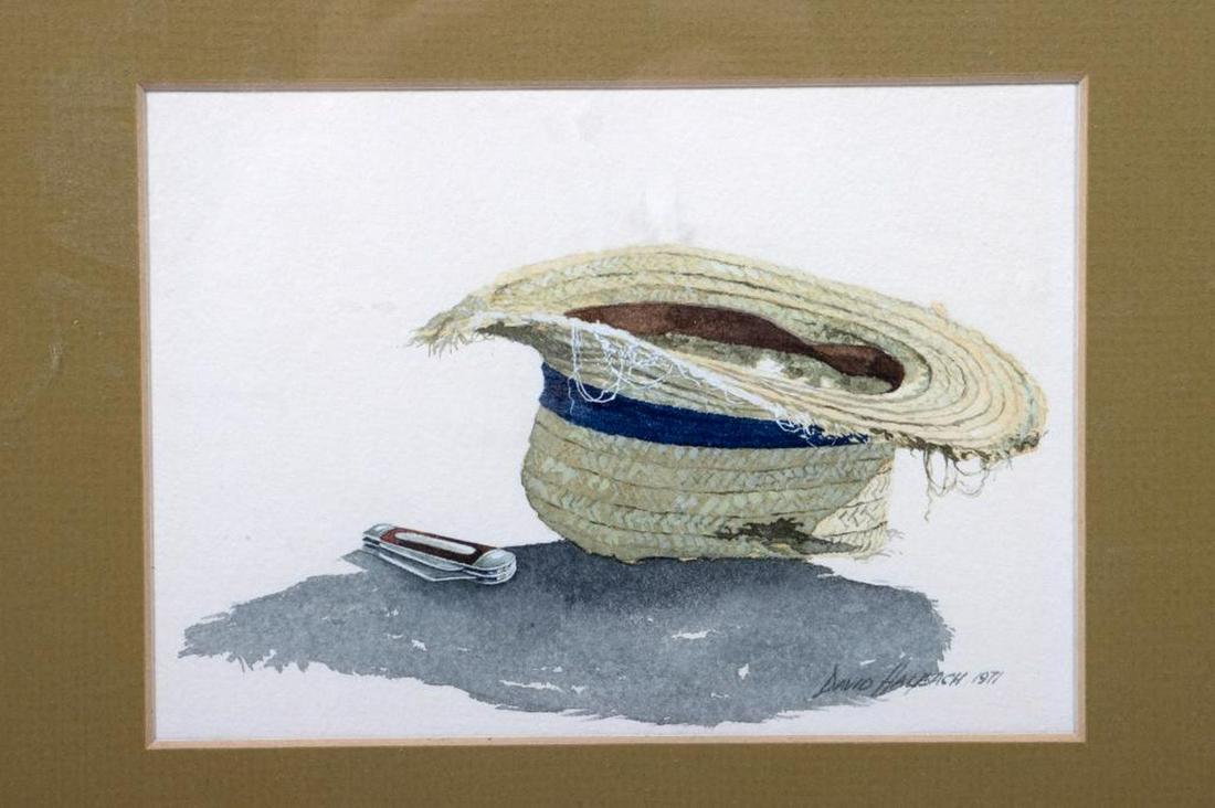 David Allen Halbach (Born 1931): Artist: David Allen Halbach (Born 1931) Medium: Watercolor. Size: 4.75" x 6.5" (sight). 9.75" x 11.25" (frame). Signature: Lower right and dated 1971. Condition: Good.
