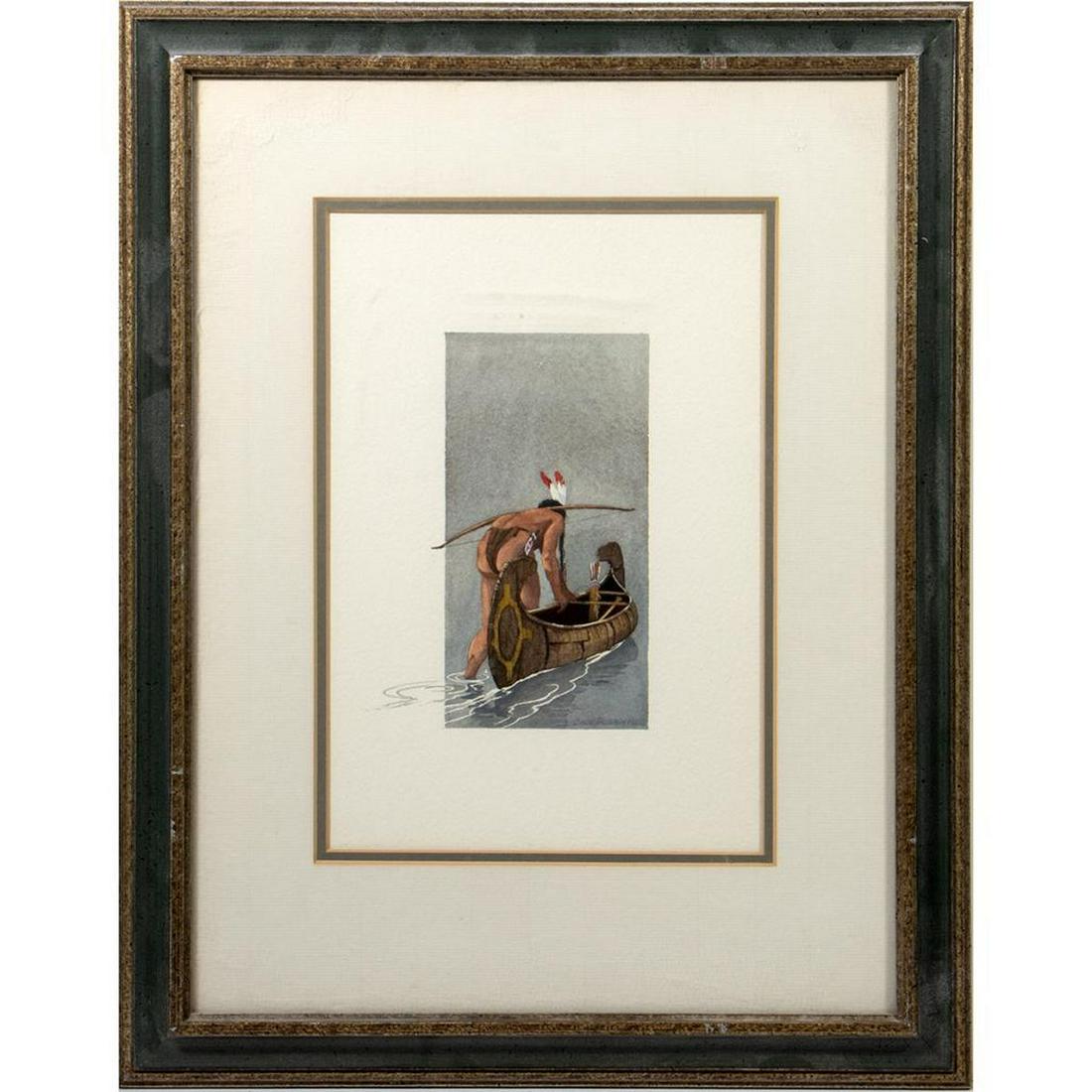 David Allen Halbach (Born 1931): Artist: David Allen Halbach (Born 1931) Medium: Watercolor. Size: 6 .75" x 3. 5" (sight). 18.5" x 14.75" (frame). Signature: Lower right and dated 1973. Condition: Good.