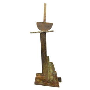 Abstract Bronze Sculpture: 27in. h. Label on base 'David Bottini'