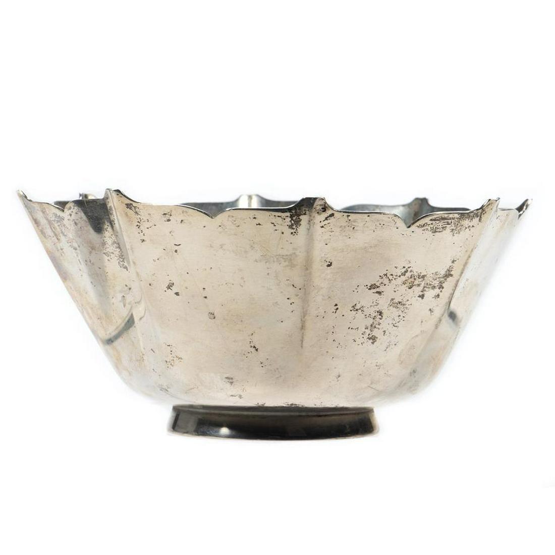 Gorham Sterling Bowl: In a faceted Gothic taste. 3in. H. 6in. D. 460 grams. Condition: Minor tarnish.