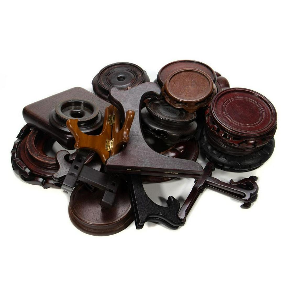 Asian Hardwood Display Stands: A collection of various sizes, approximately 20.