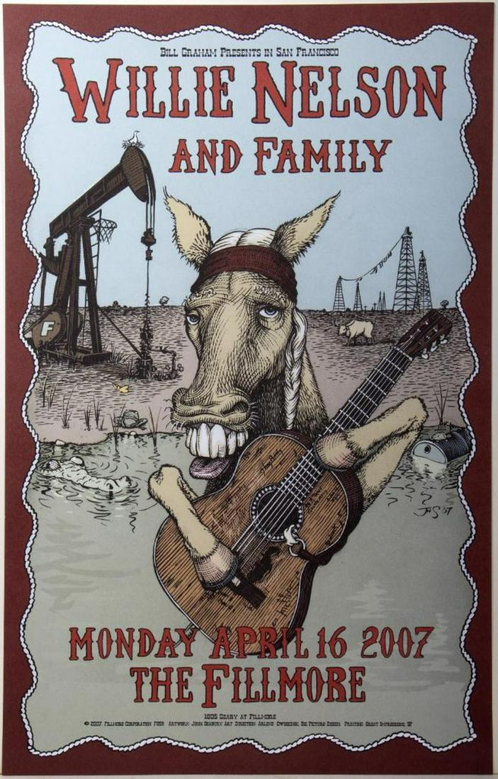 Bill Graham Presents in San Francisco-Willie Nelson and: Artist: John Seabury Title: Willie Nelson and Family Date: 4/16/ 2007 Medium: offset color lithograph Dimensions: 19 x 12 in. Condition: fine