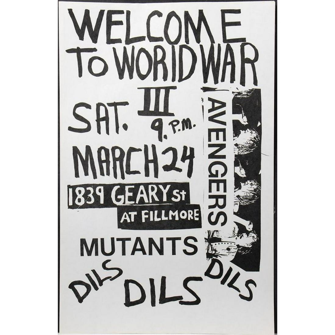 (135) Welcome to World War III. Avengers. Mutants: Date: 1960s Medium: 135 lithographs Dimensions: 17 x 11 in. Condition: good