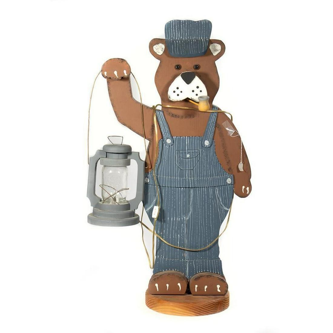 Train Room Bear Mascot: Train Room Mascot 3 foot tall bear with lantern lighted