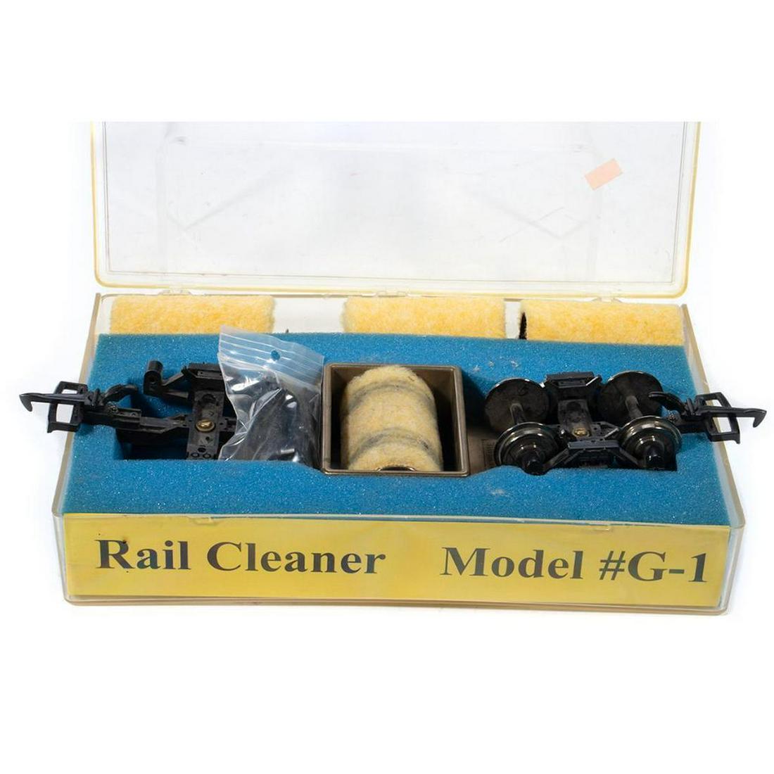 Centerline Track Cleaning Carused Centerline G gauge: Centerline Track Cleaning Carused Centerline G gauge Track Cleaning Car with damaged truck (missing one side frame and wheels). Three clean spare rollers. One dirty roller installed