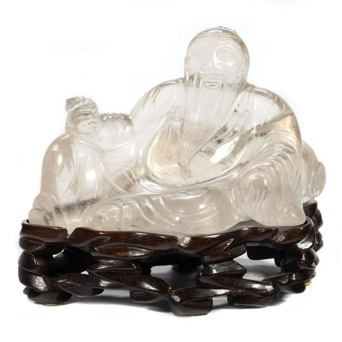 A Chinese rock crystal Figure on stand, 19th Century (1 of 6)