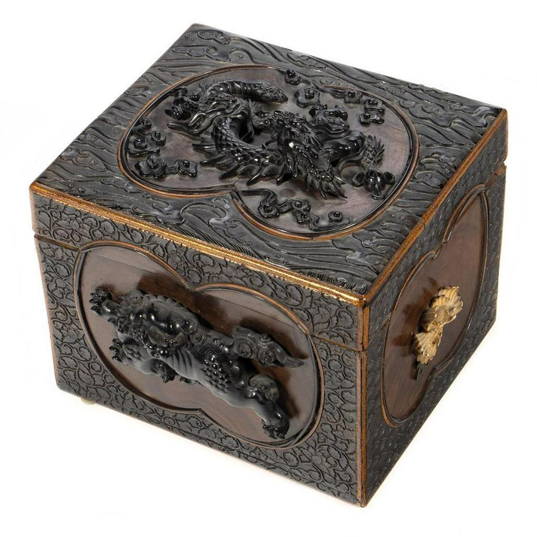 A 19th Century Japanese Carved and Lacquer Box (1 of 6)