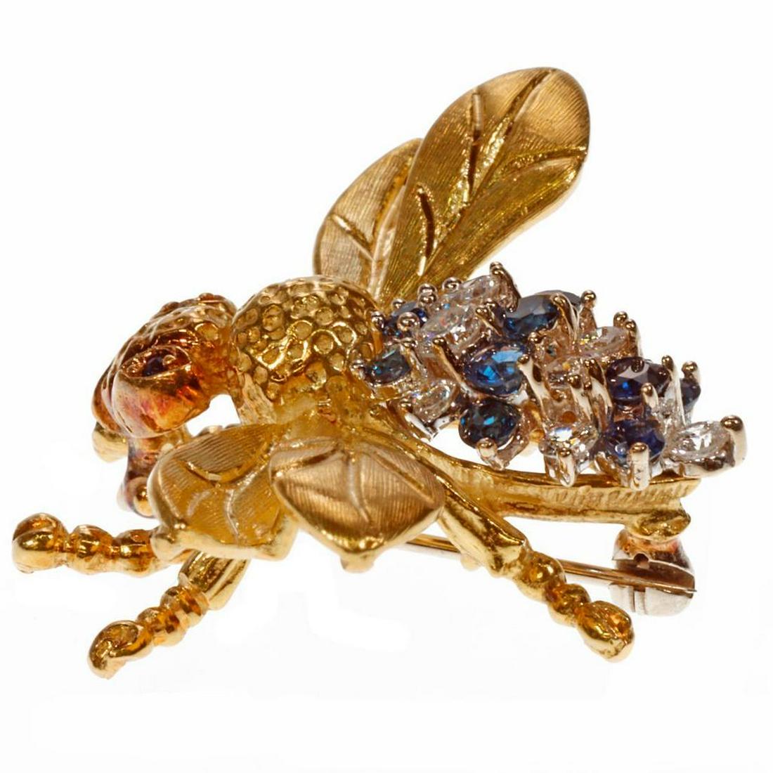 Diamond, sapphire & 18k gold bee brooch (1 of 4)