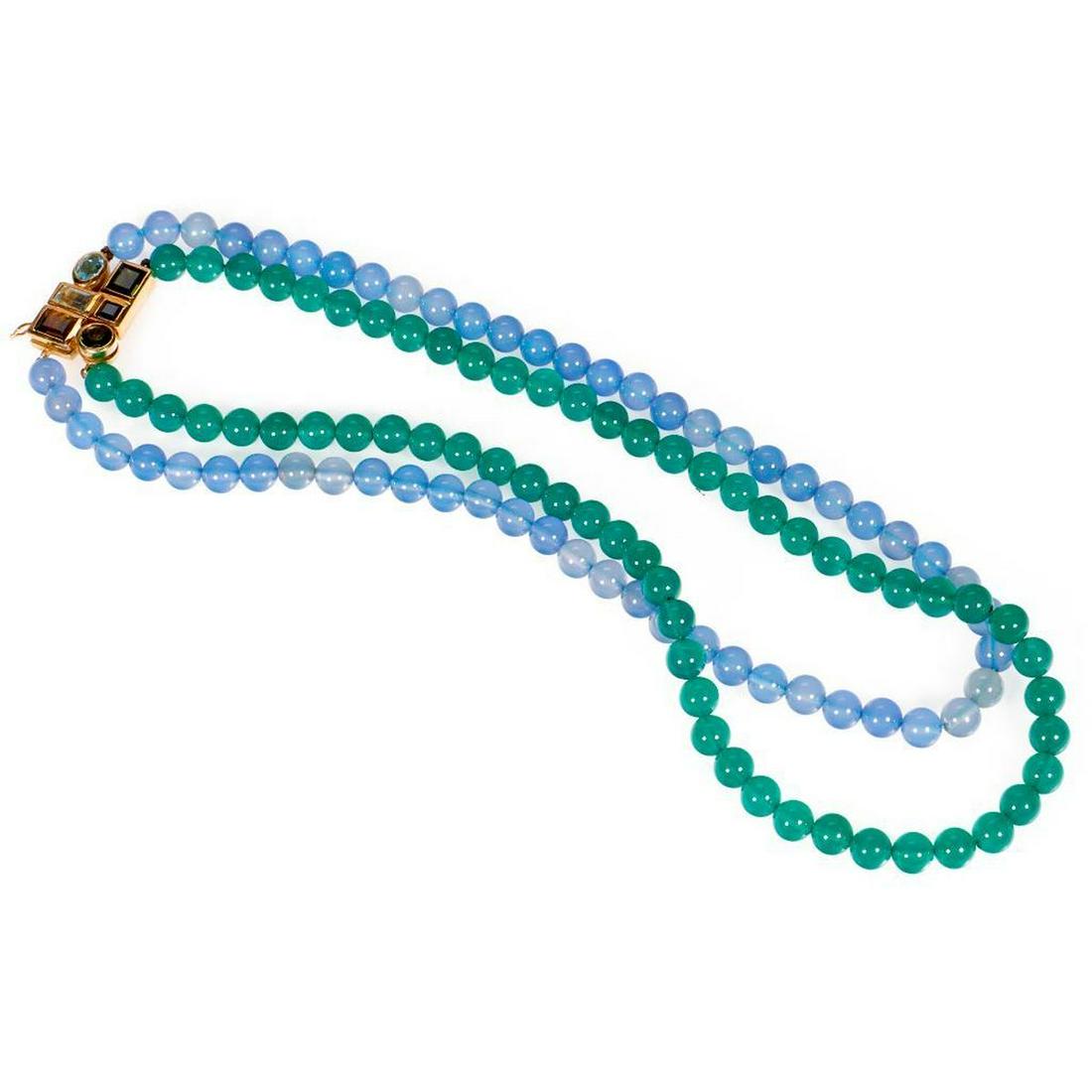 Manfredi gem-set and 18k gold double strand necklace (1 of 3)